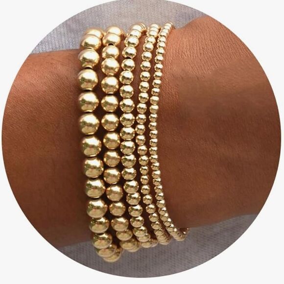 Gold beaded bracelets - Picture 7 of 9